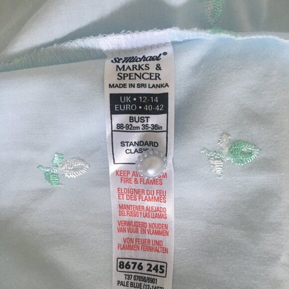 Marks and Spencer Light Blue Embroidered Nightgown Size Medium - Picture 5 of 5